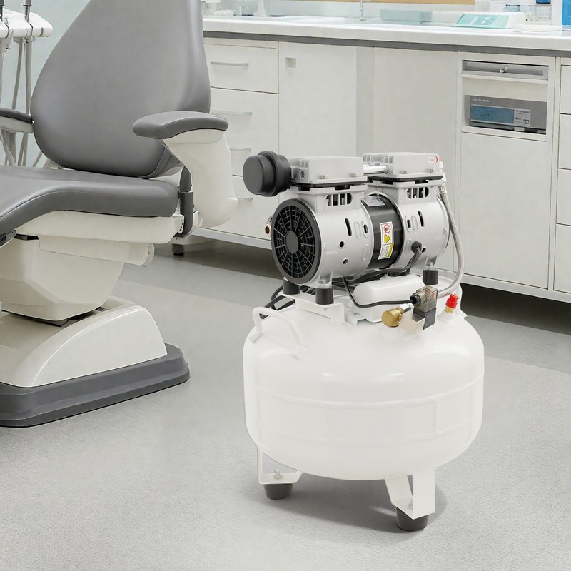 30L 3/4HP Oil-Free Dental Air Compressor Portable Air Compressor w/Muffler 8 Bar