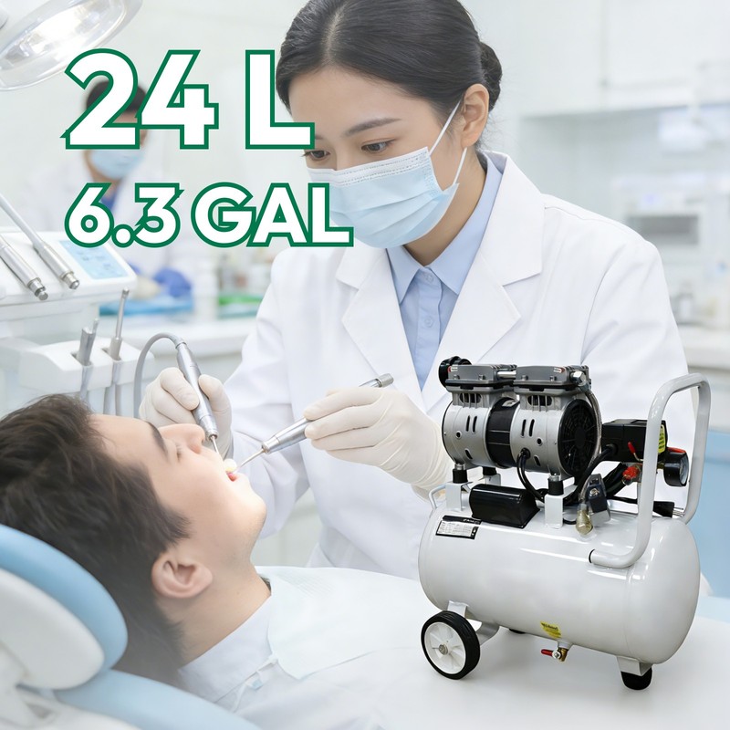 24L Dental Silent Oil-Free Air Compressor Portable Medical Pump for 1-2 Chairs gallery