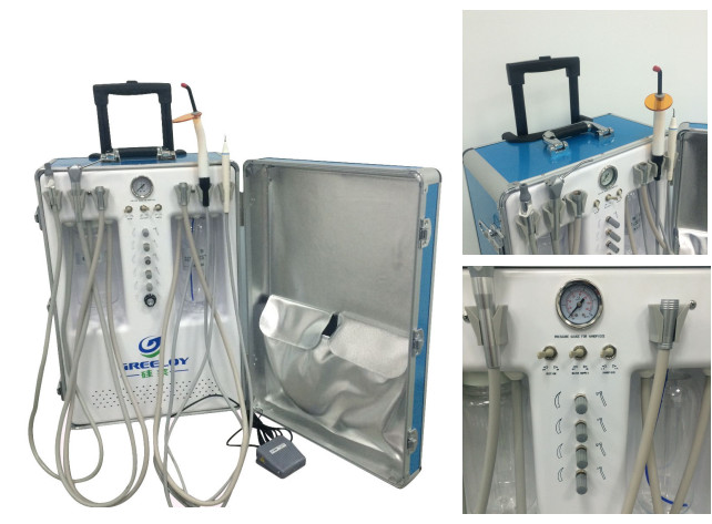 Greeloy GU-P206S Dental Portable Unit Air Compressor+Curing Light+Scaler 2H 110V