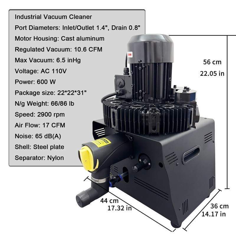 Vacuum Negative Pressure Suction Pump (110V, 600W, 17 CFM, -22Kpa, 2-3 Chair) gallery