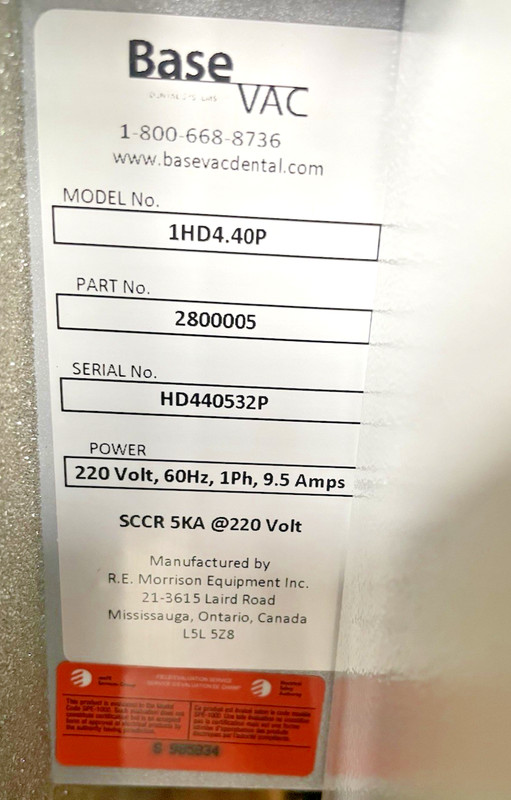 Base Vac IHD4.40P Dental 2HP Dry Vacuum Suction Pump & AWS12-1 Tank 4 to 6 Users gallery