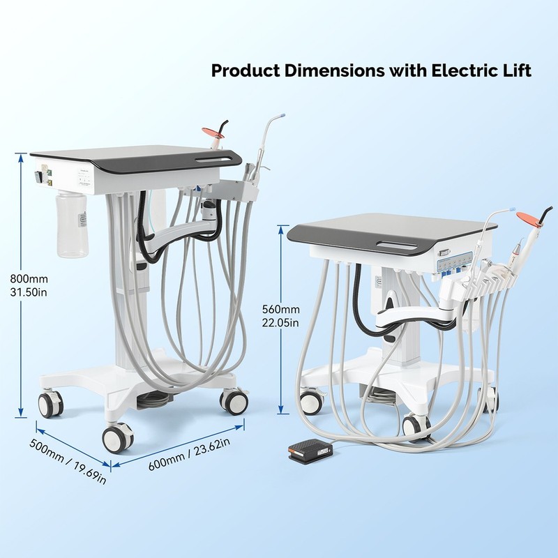 Dental Mobile Delivery Cart Unit System With Curing Light /Silent Air Compressor gallery