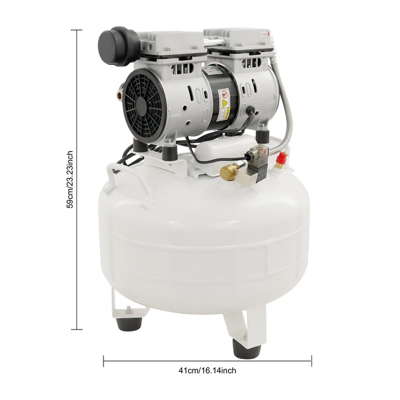 30L 3/4HP Portable Oil-Free Dental Air Compressor with Muffler 116 PSI 110L/min gallery