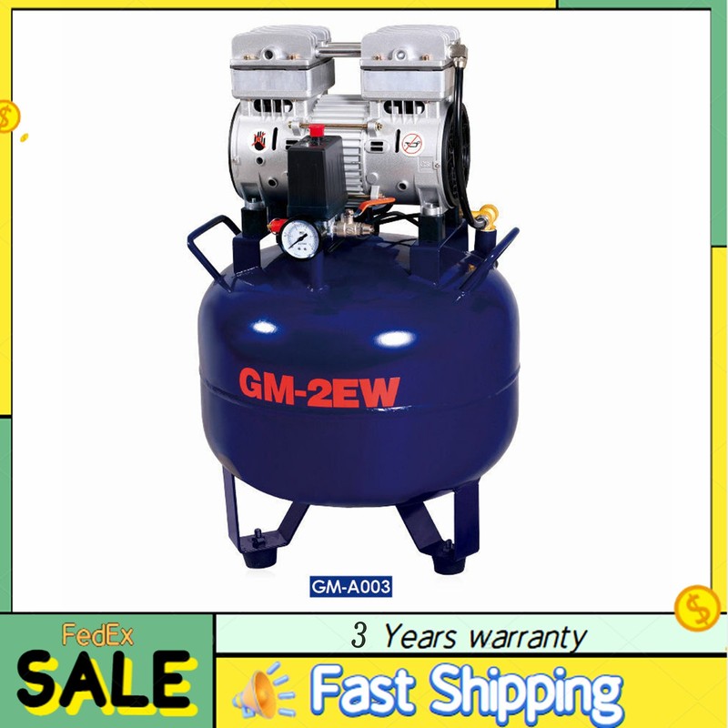 110V 850W Portable Dental Medical Air Compressor Oil Free Tank Noiseless New