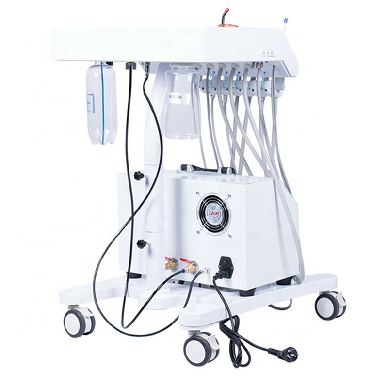 Dental Unit Cart with Curing Light Scaler GU-P302+GUP300 Oil Free Air Compressor gallery