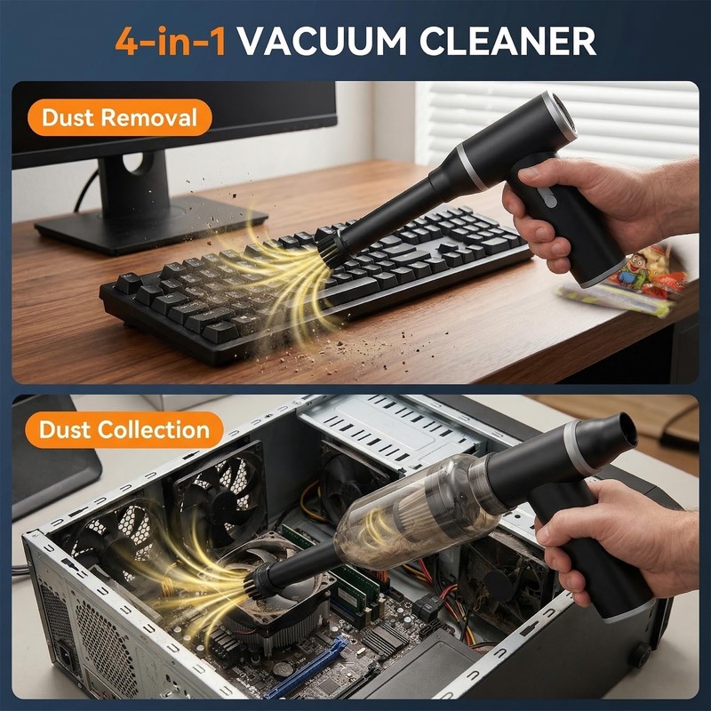 Compressed Air Duster & Vacuum Cleaner 4-in-1, 150,000RPM Powerful Electric... gallery