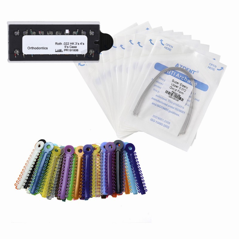 Dental Orthodontic Braces Kit 0.022 Roth Brackets NiTi Arch Wire Ligature Ties