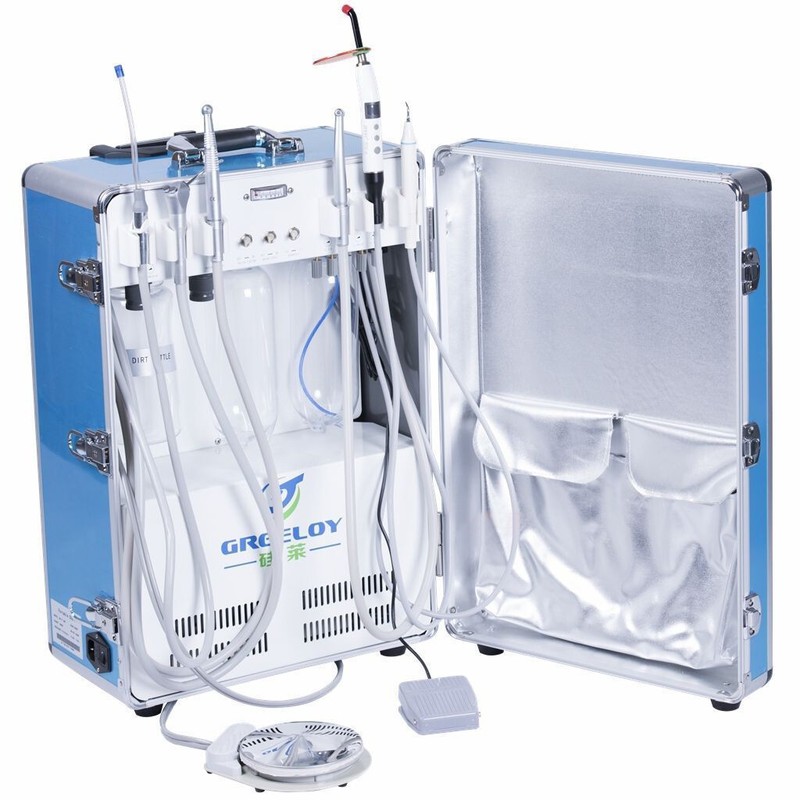Dental Portable Unit with Air Compressor+Curing Light+Scaler+Handpiece Kit 2H US gallery