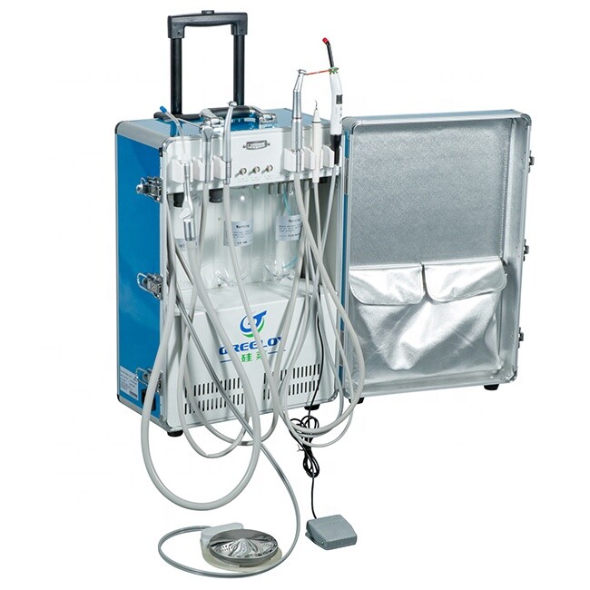 Greeloy GU-P206 Dental Portable Unit+Air Compressor Curing Light+Piezo Scaler 4H gallery