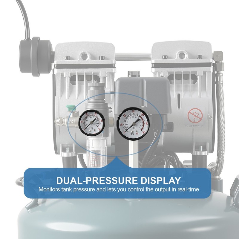 Portable Dental Air Compressor Oil Free Silent Air Pump DUAL-Pressure 24L/40L gallery