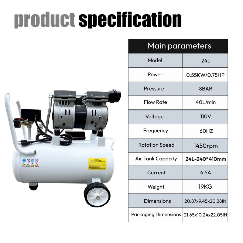 550W 24L Portable Dental Medical Air Compressor Oil Free Tank for Dental Use gallery