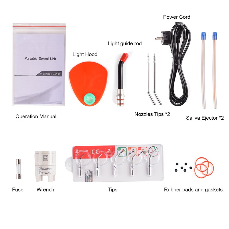Portable Dental Unit w/ Air Compressor 3 Way Syringe LED Curing Light Scaler 2H gallery
