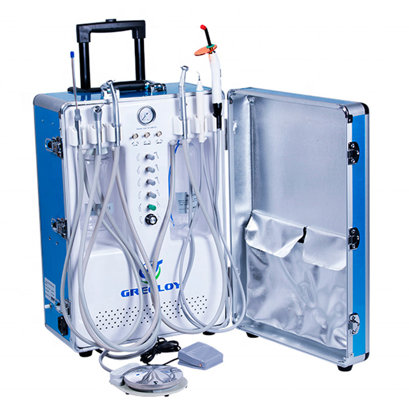 GU-P206S Portable Air Compressor Dental Unit + High Low Speed Handpiece Kits 2H gallery