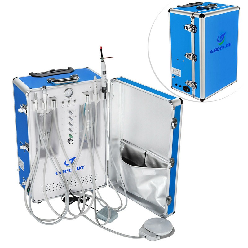 Greeloy GU-P206S Dental Portable Unit Air Compressor+Curing Light+Scaler 4H 110V