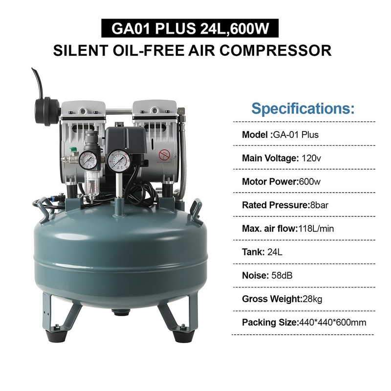 20L/40L Silent Oil-Free Air Compressor for Dental Use DUAL-PRESSURE Medical Pump gallery