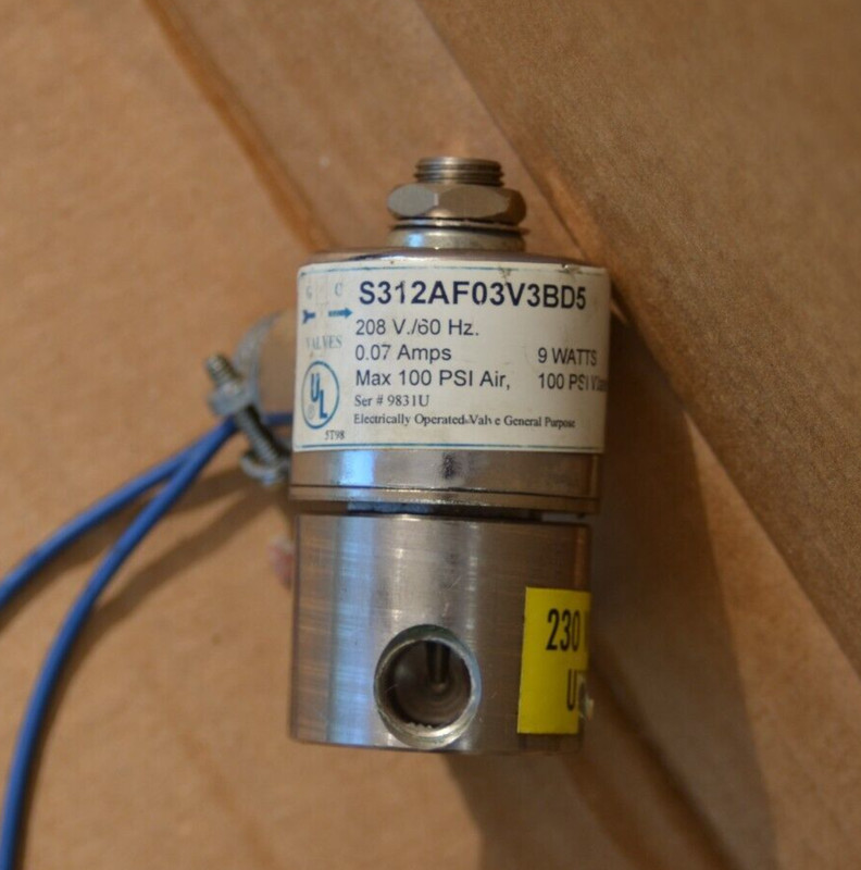 ADP Apollo Dental Products Air Compressor GC Valves S312AF03V3BD5 "1/4""208vN/O