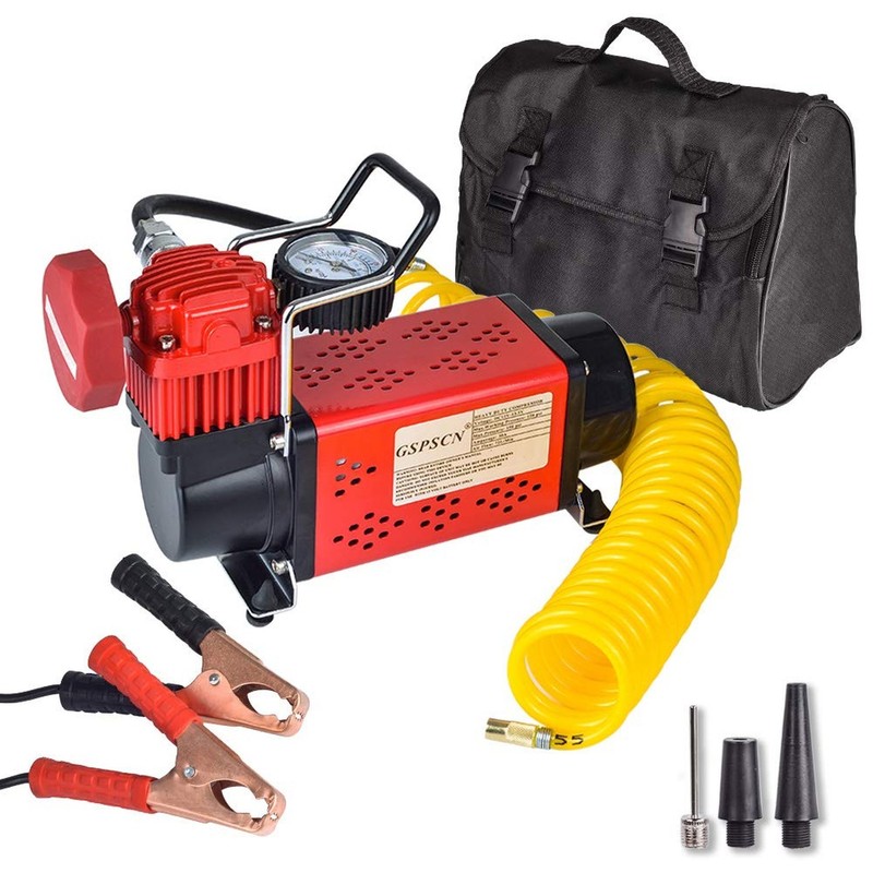 GSPSCN Heavy Duty Tire Inflator 150PSI 12V Portable Air Compressor Pump | Met...