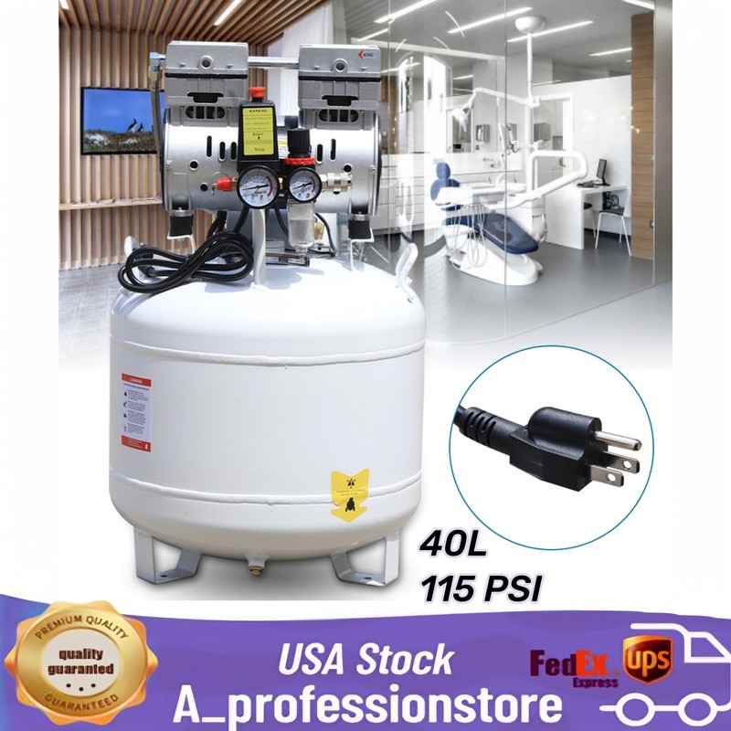 40L Dental Air Compressor Silent Oil Free Oilless Compressor Machine 110V