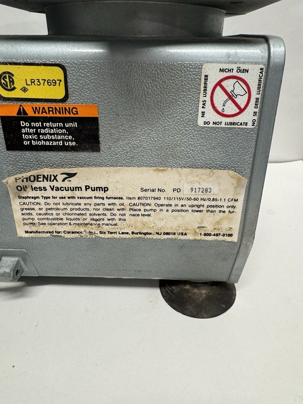 Ceramco Phoenix Vacuum Pump 07017940 Oil-Less Dental Lab 110V gallery