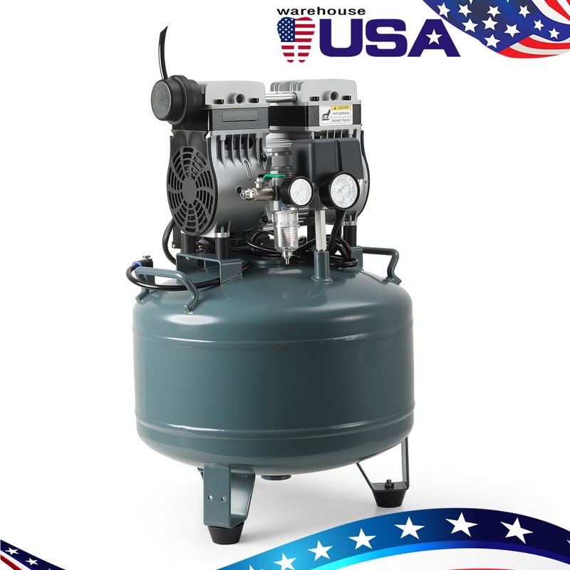 40L Portable Dental Air Compressor Oil Free Silent Air Pump 800W Air Tank Motor