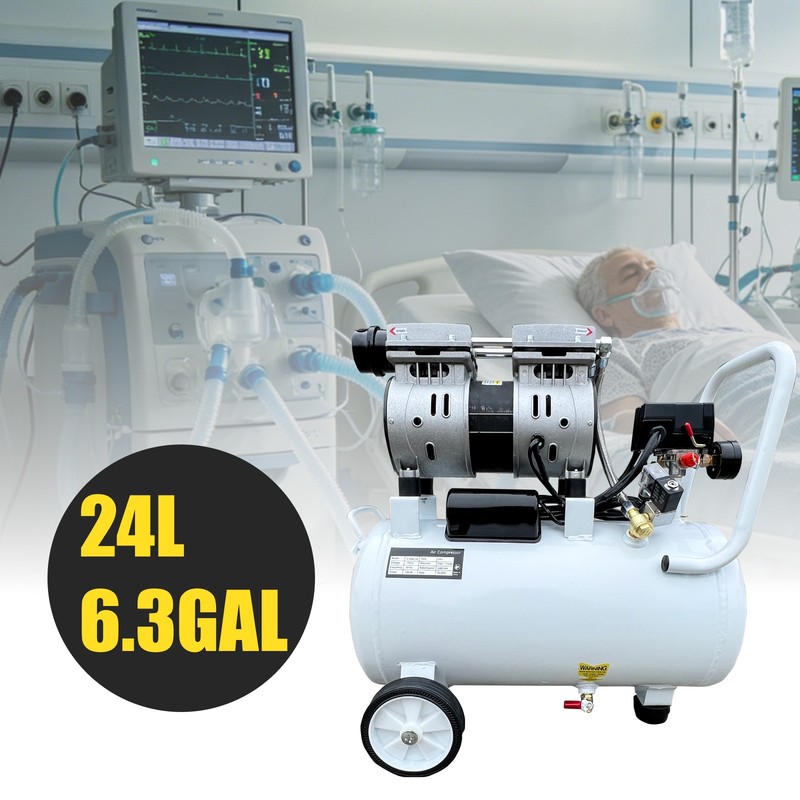 24L Portable Dental Air Compressor Oil Free Silent Air Pump 110V NEW