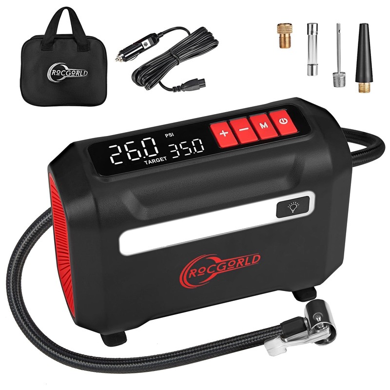 ROCGORLD R8 Tire Inflator Portable Air Compressor, DC 12V Air Compressor Port...