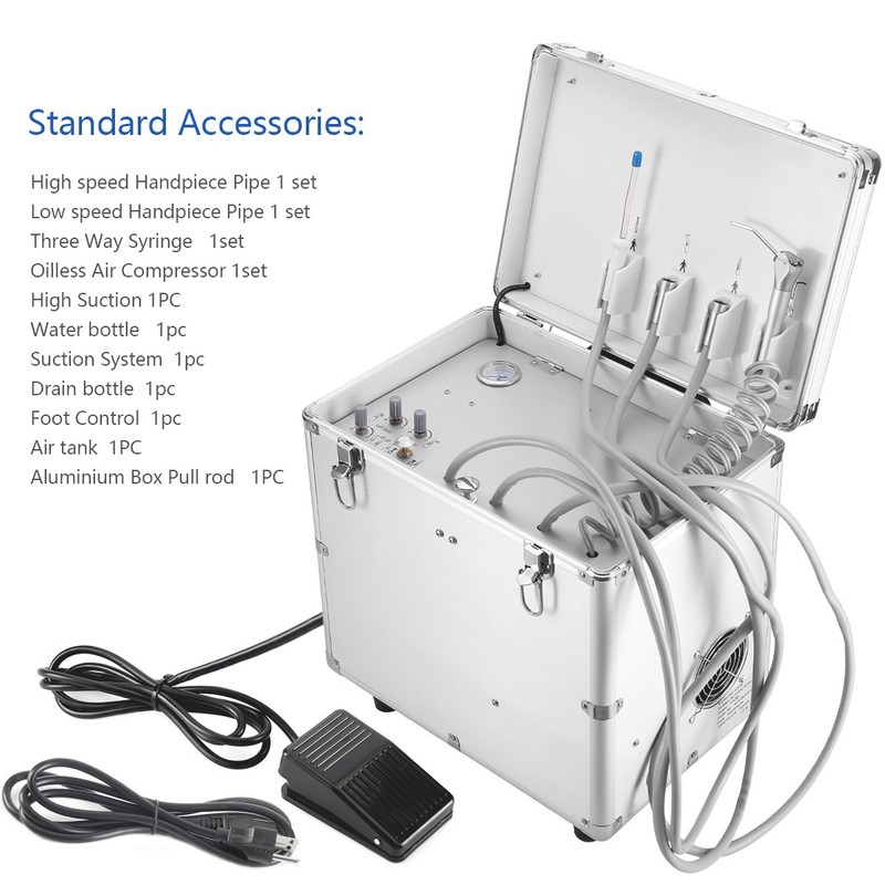 Portable Dental Mobile Unit with Air Compressor/LED Handpiece Air scaler Kit