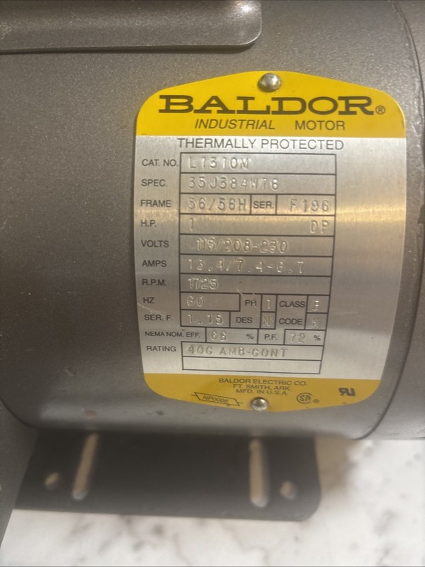 Bulldog QT Motor Baldor L1310M 1HP 115/230V 1725 gallery