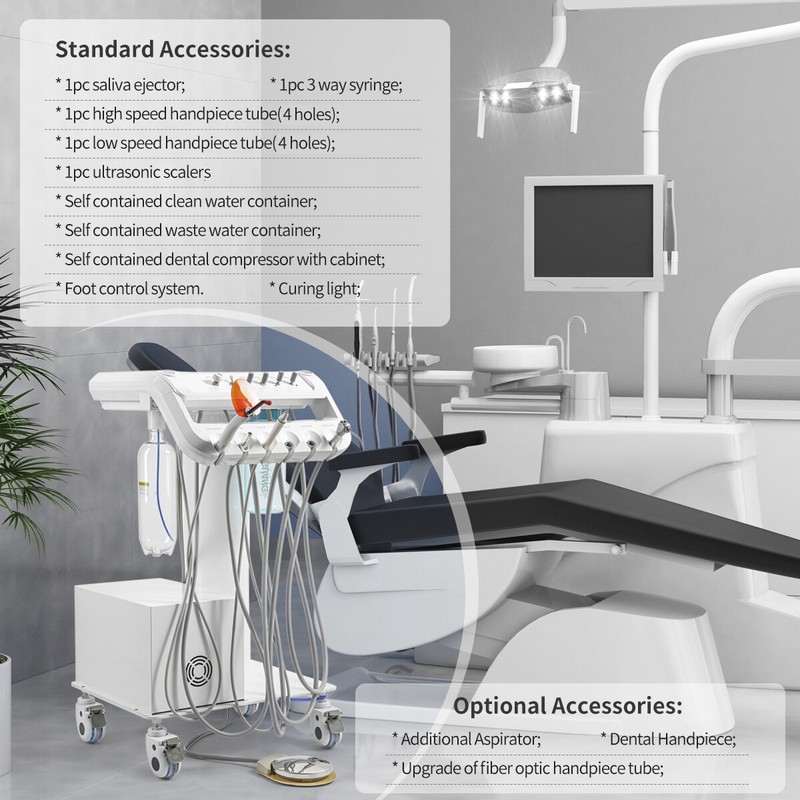 Portable Dental Chair Folding Silla Turbine Unit LED Light Spittoon Adjustable gallery