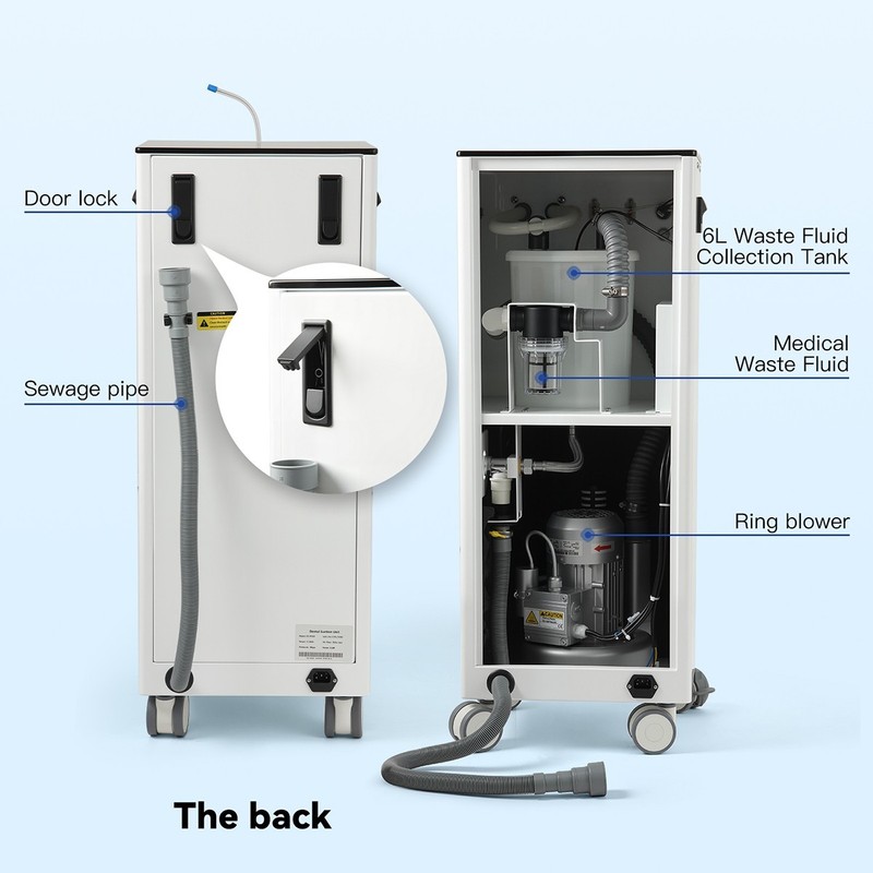 400L/Min Portable Dental Suction System Unit Mobile Vacuum Pump Strong Suction gallery
