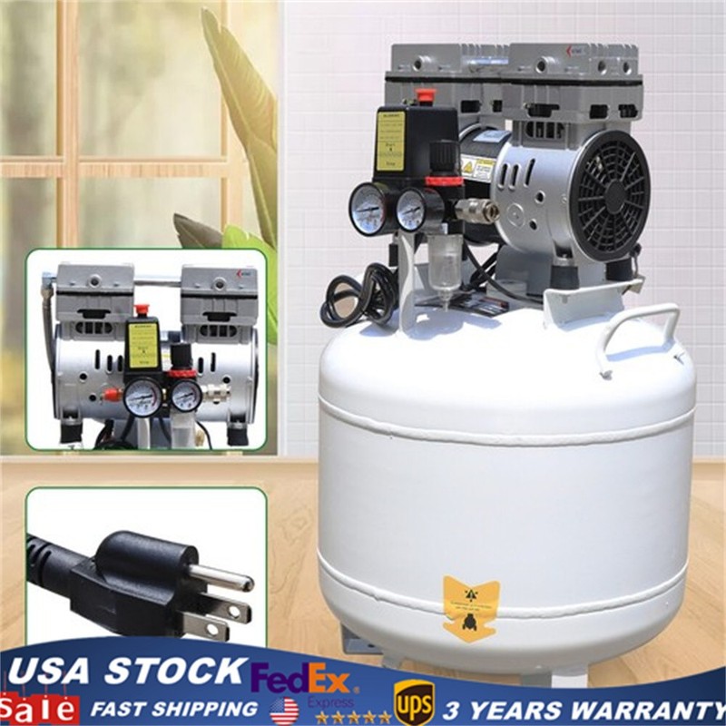 40L Portable Dental Air Compressor Oil Free Silent Air Pump 115 PSI