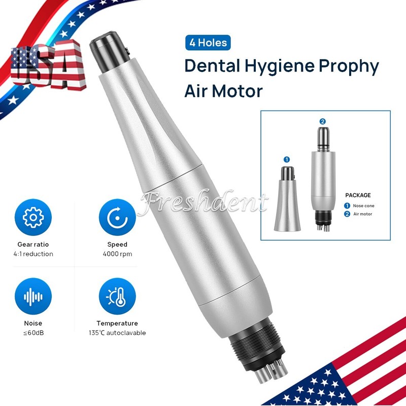 Premium Style Dental Hygiene Prophy Handpiece Air Motor 4 Holes & 4:1 Nose Cone
