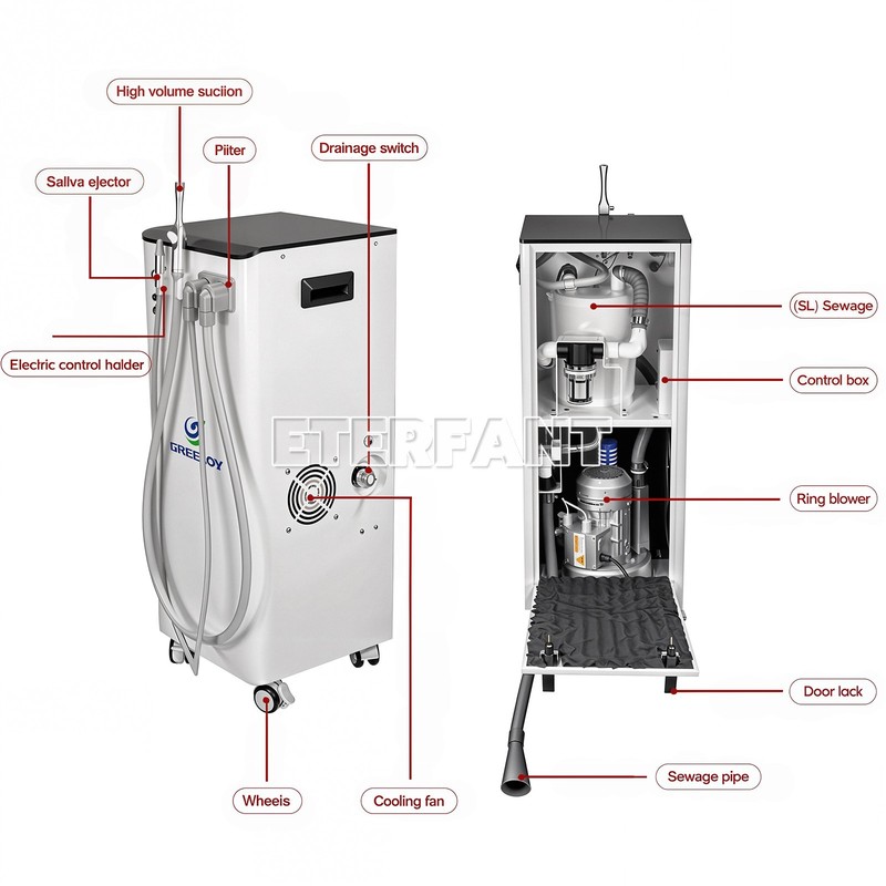 Dental Suction Unit System Negative Pressure Pump High Volume/Turbine Unit 4Hole gallery