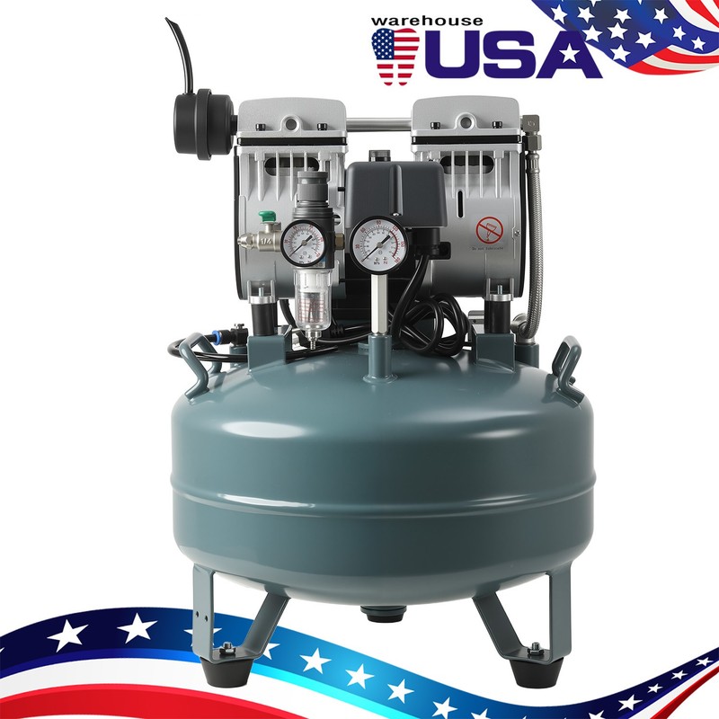 40L/24L Portable Dental Air Compressor Oil Free Silent Air Pump Dual-Pressure gallery