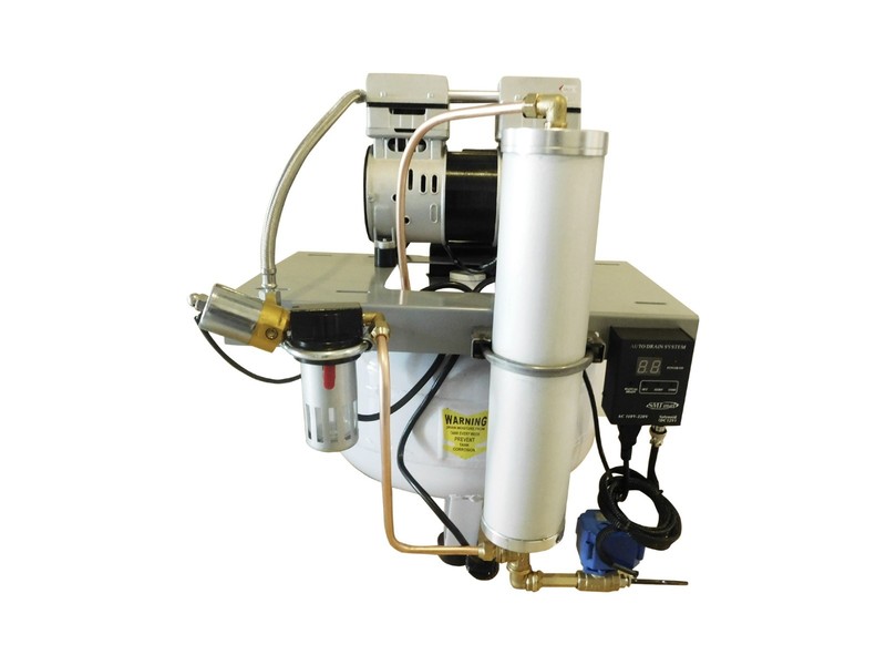 New 1 HP, 8 Gallon, Oil Free Noiseless Dental Air Compressor w Automatic Dryer gallery