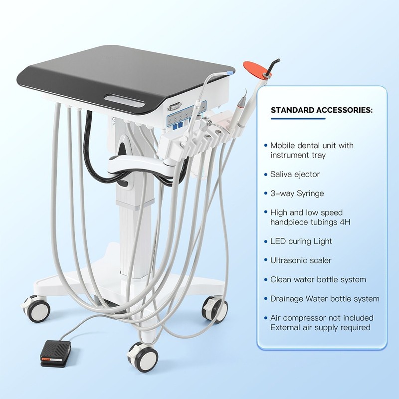 Dental Mobile Delivery Cart Unit System With Curing Light /Silent Air Compressor gallery