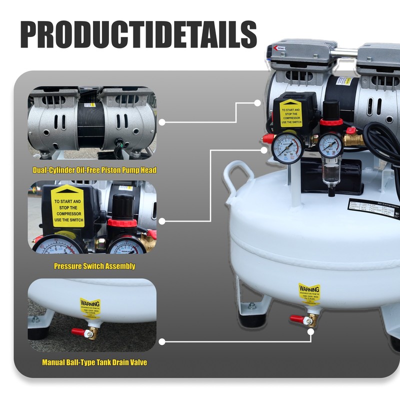 30L Portable Dental Air Compressor Oil Free Silent Air Pump 115 PSI for Chair gallery