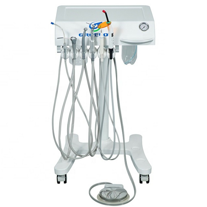 Dental Unit Cart with Curing Light Scaler GU-P302+GUP300 Oil Free Air Compressor gallery