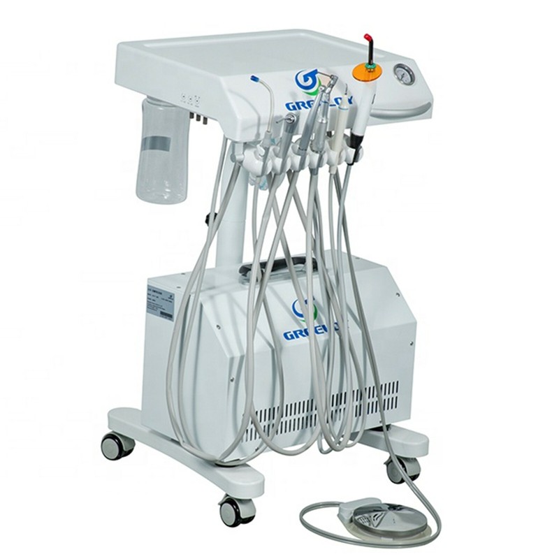Dental Unit Cart with Curing Light Scaler GU-P302+GUP300 Oil Free Air Compressor