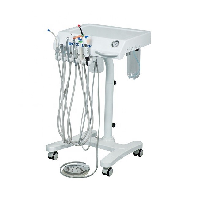 Mobile Dental Unit Portable Dental Delivery Cart with Scaler+Curing Light 4H US gallery