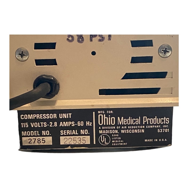 Vintage Ohio Medical AIRCO Compressor Model 2785 Hand-E-Vent Oil-Less Air Pump gallery