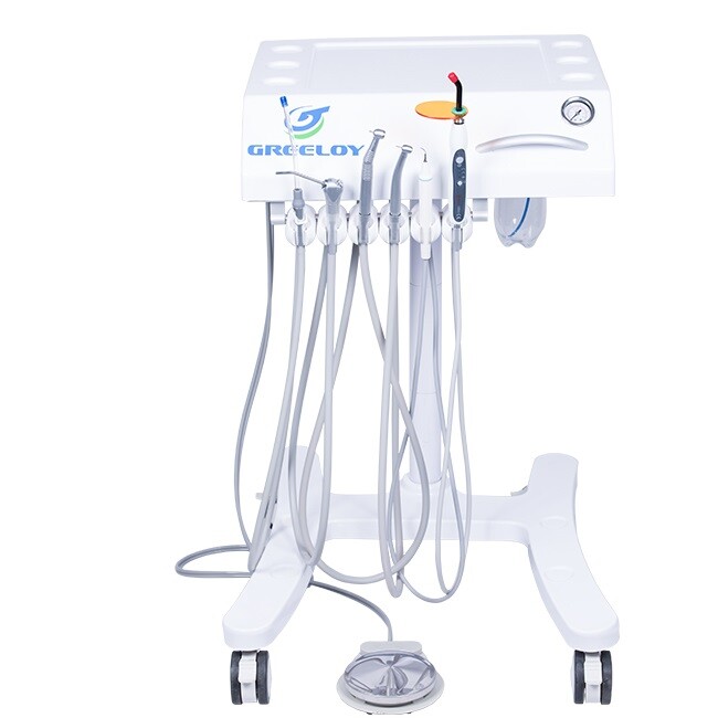 Mobile Dental Unit Delivery Cart with Scaler+Curing Light+Handpieces Set 4H US gallery