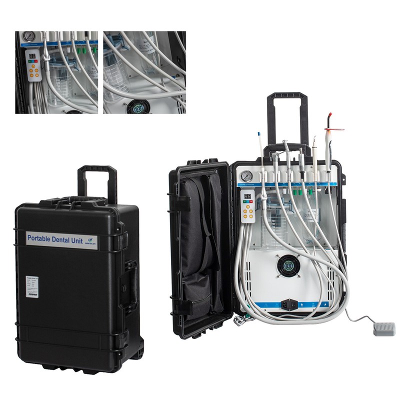 Portable Dental Unit with Built-in Air Compressor GU-P208+Scaler+Curing Light 2H
