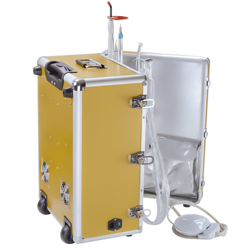 550W Dental Portable Turbine Unit Air Compressor XS-341+Curing Light+Scaler 2H gallery