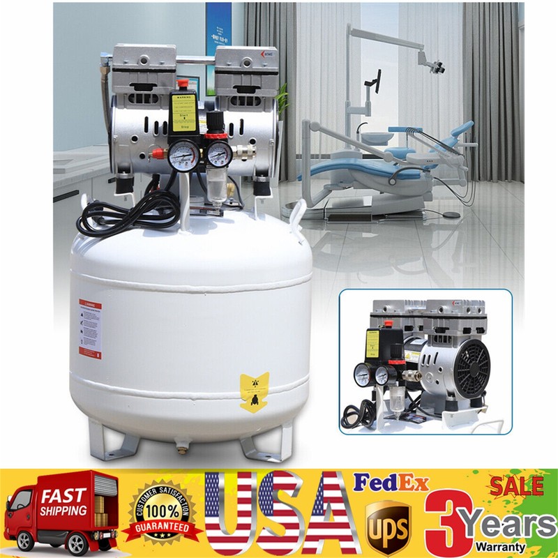 Dental Medical Air Compressor Silent Air Compressor Oilless 115PSI 0.75KW 110V~！