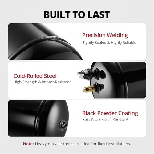 1 Gallon Air Tank Kit 5 Ports 1/4" NPT 150PSI for Truck, Car, Air Horns, Tires, gallery