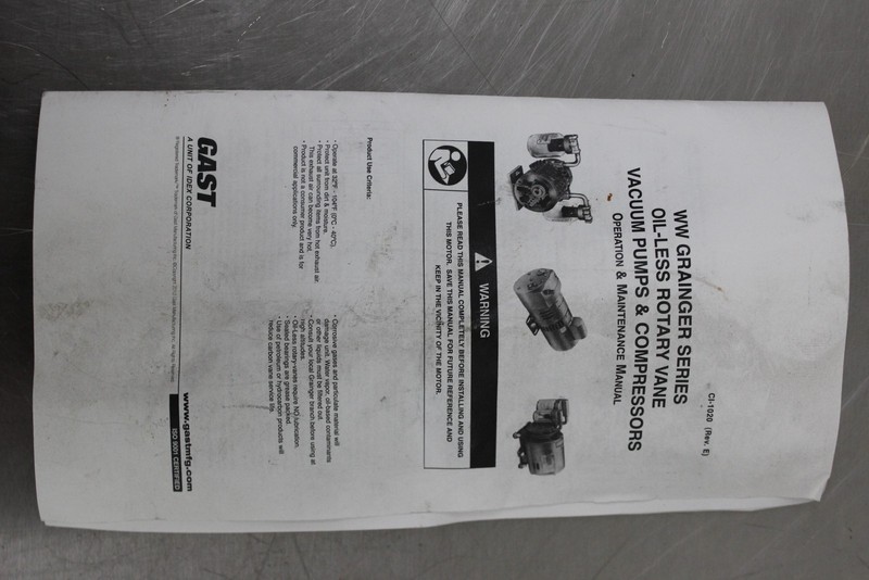 Gast 2067-V108 Oil-Less Rotary Vane Vacuum Pump, 1HP, Continuous Du (3320713368) gallery