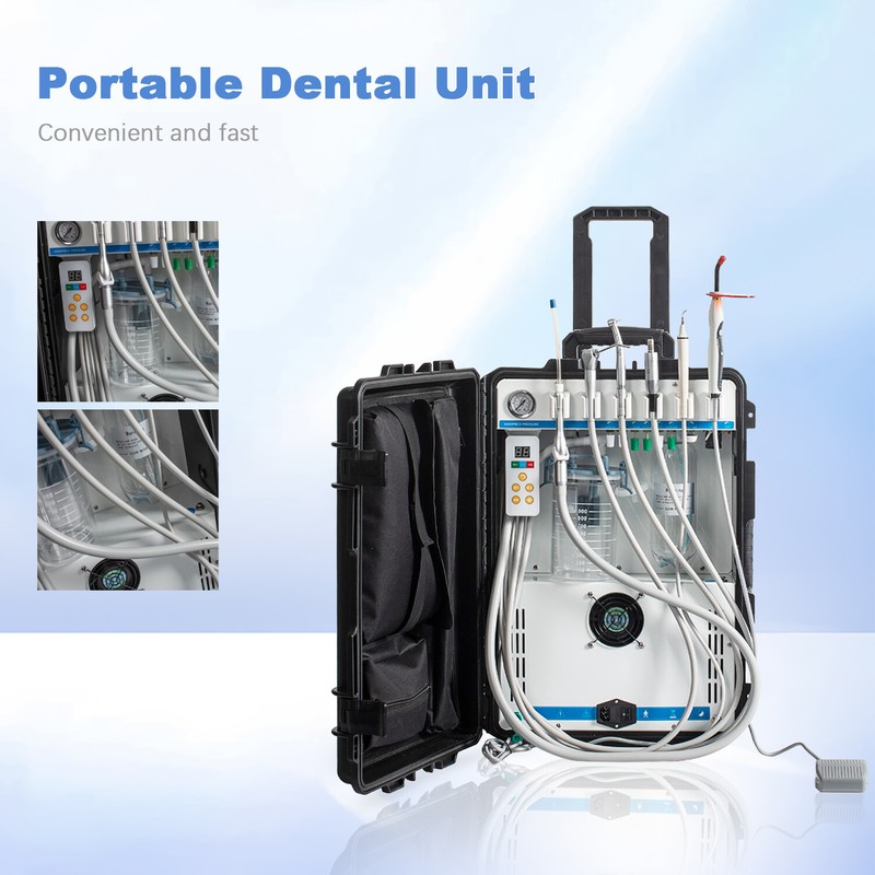 Dental Portable Air Compressor Unit With Curing light & Scaler 4Holes GU-P208