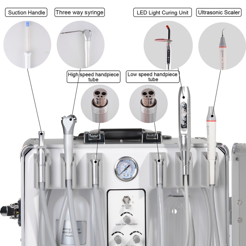 Dental Portable Treatment Unit Air Compressor with Light Curing and Scaler 4H US gallery