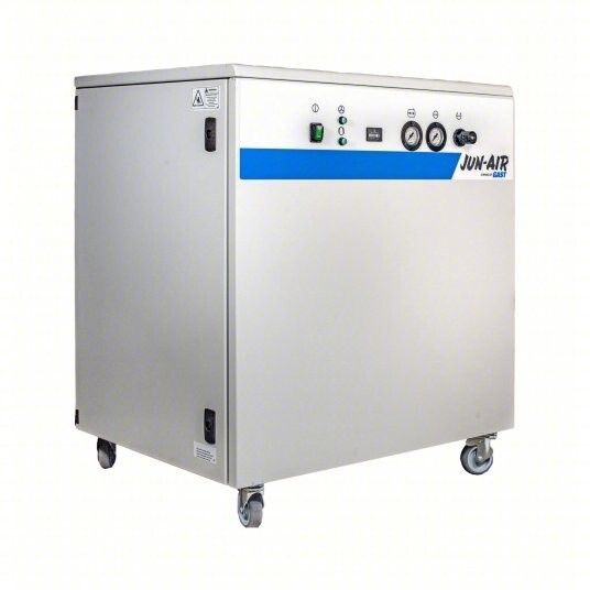 JUN-AIR Electric Air Compressor: Enclosed, Oil Free, 2 hp, 9 cfm, 120 psi Max
